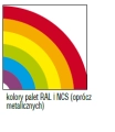 kolory palety RAL i NCS (oprócz metalicznych) 