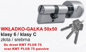 Wkładko-gałka klasy 6 / klasy C do drzwi KMT PLUS 75 (1)