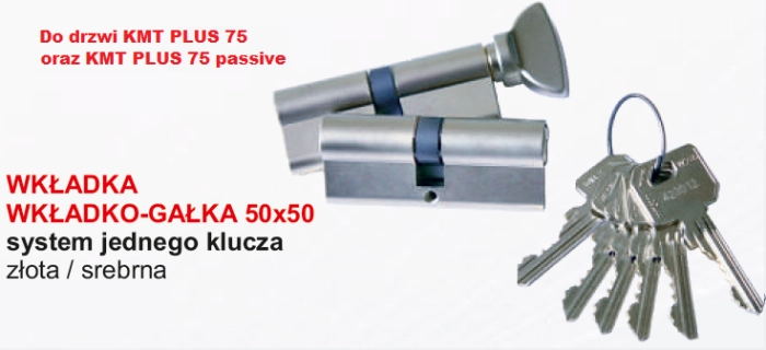 wkładka, wkładko-gałka  50x50 sys. 1 klucza